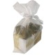 Bolsa de organza con gel, champú, body milk y colonia para hoteles