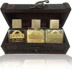 Baúl alargado con relieve, gel, champú y sales de baño Deliex