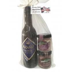Vino Arnáiz con dos tarro de paté Deliex