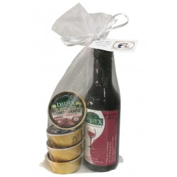 Lote para empresa Vino Extremeño 100% con cuatro monodosis de patés para eventos