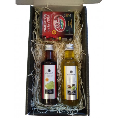 Estuche empresas con pimentón de la vera, aceite y vinagre para navidad