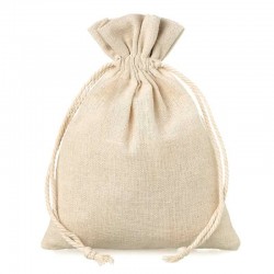 Saco de lino beige 15 x 20 cm