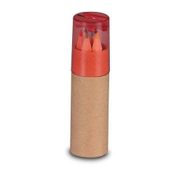 Estuche Tubo con Sacapuntas y Lápices color Rojo