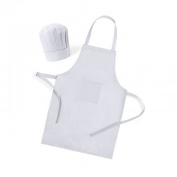 Delantal y Gorro de Cocinero para Niño Regalo Infantil (Blanco)