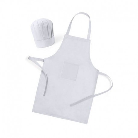 Delantal y Gorro de Cocinero para Niño Regalo Infantil (Blanco)