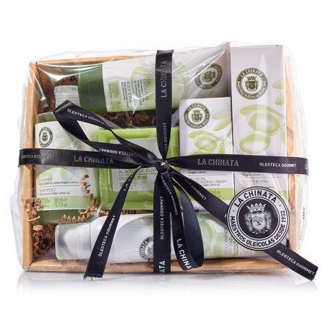 Cesta de cosméticos natural con Aceite de Oliva