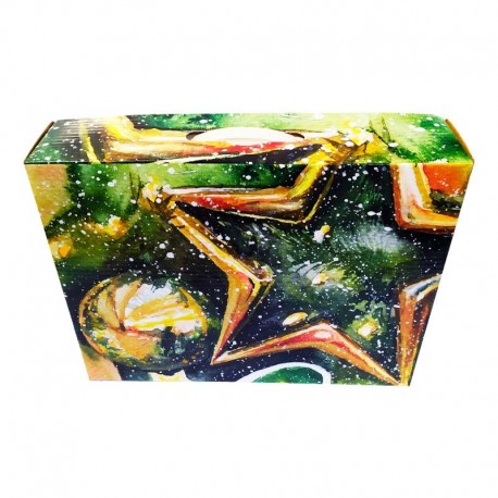 Caja de regalo de empresa grande con motivos navideños