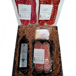 Estuche grande con vino palacio quemado y selección gourmet para regalo empleados