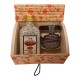 Pack con licor, crema de queso y baúl miniatura