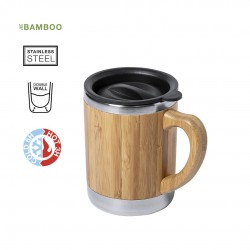 Taza de material Bambú y acero inox termica