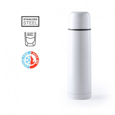 Termo Blanco con Taza en Acabado Brillante