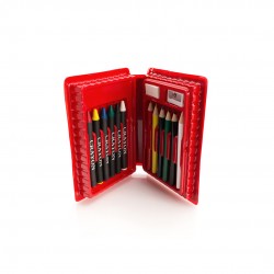 Estuche rojo para que coloren los niños