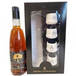 Estuche licor de bellota con vasitos de Beso Extremeño
