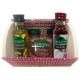 Baúl con miniaturas de aceite, vinagre y paté