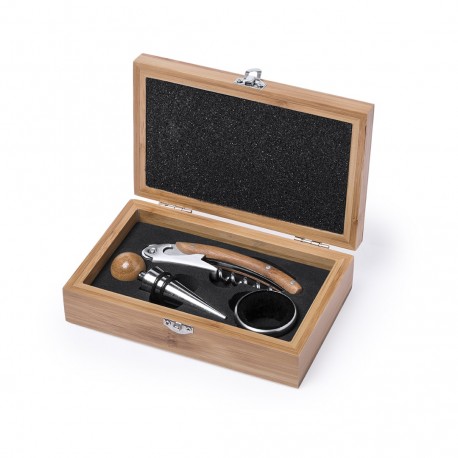 Cajita de madera con set de vinos