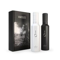 Elegante estuche con dos aceites, iO Blanco e iO Negro, para empresas