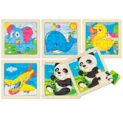 Conjunto de 5 puzles infantiles en madera.