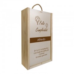Caja de madera 1 botella personalizable para cumpleaños