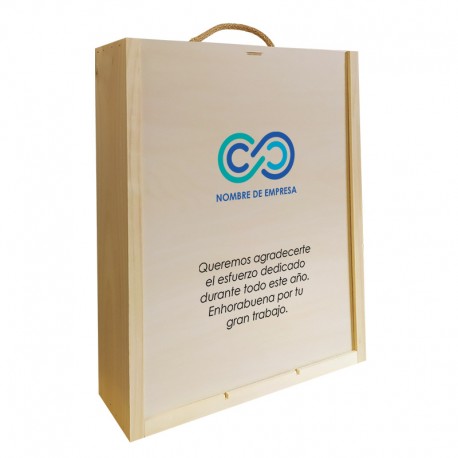 Caja de madera 3 botella personalizable para regalo de empresa