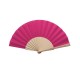 Abanico de madera natural con tela color Fucsia