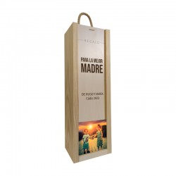 Caja de madera 1 botella personalizable para cumpleaños