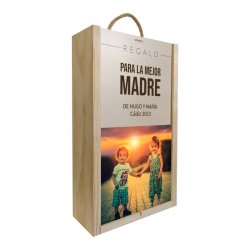 Caja de madera 1 botella personalizable para cumpleaños