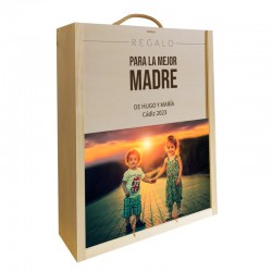 Caja de madera 3 botella personalizable para regalo de empresa