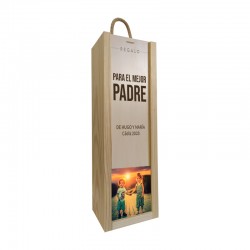 Caja de madera 1 botella personalizable para padre