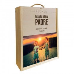 Caja de madera 3 botella personalizable para regalo de empresa