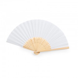 Abanico plegable blanco de bambú