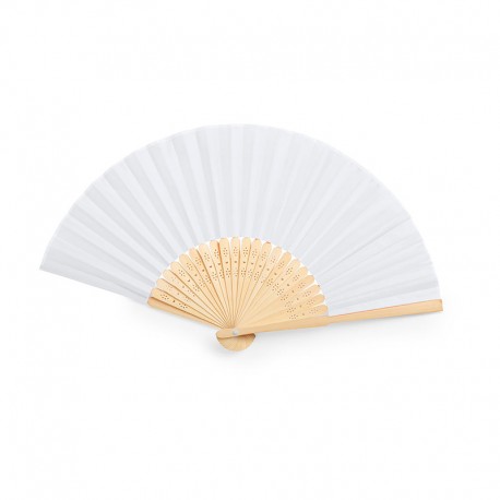 Abanico plegable blanco de bambú