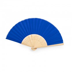 Abanico azul de madera de bambú