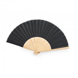 Elegante abanico negro de bambú