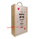 Caja de madera para 2 botellas personalizable con tu nombre. Modelo "Si lees esto me debes un beso".