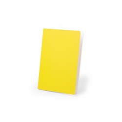 Blog amarillo con hojas en blanco