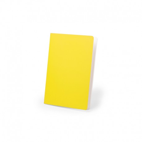 Blog amarillo con hojas en blanco