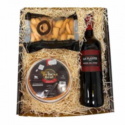 Estuche aperitivo 2 - Vino la Planta y Queso La Serena Denominación de Origen con Picos.