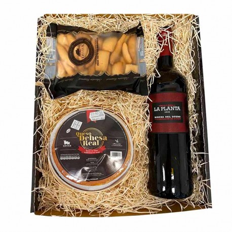 Estuche aperitivo 2 - Vino la Planta y Queso La Serena Denominación de Origen con Picos.