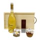 Estuche para regalo con productos gourmet en caja de madera