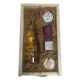 Estuche para regalo con productos gourmet en caja de madera