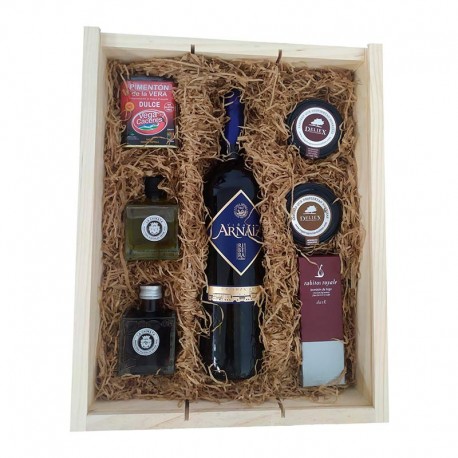 Caja madera grande con lote gourmet para empresa