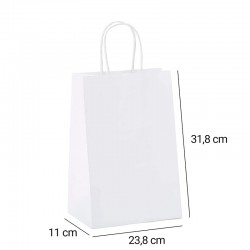 Bolsa blanca papel reciclado 23,8 cm x 31,8 cm x 11 cm 