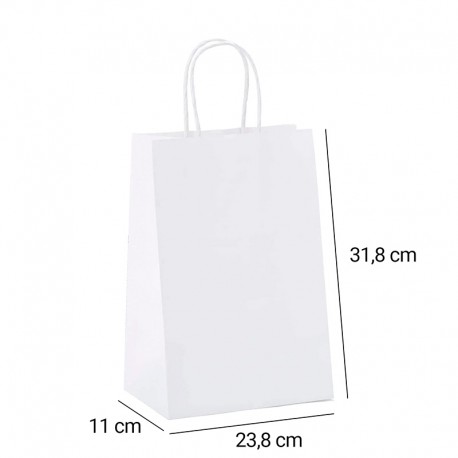 Bolsa blanca papel reciclado 23,8 cm x 31,8 cm x 11 cm 