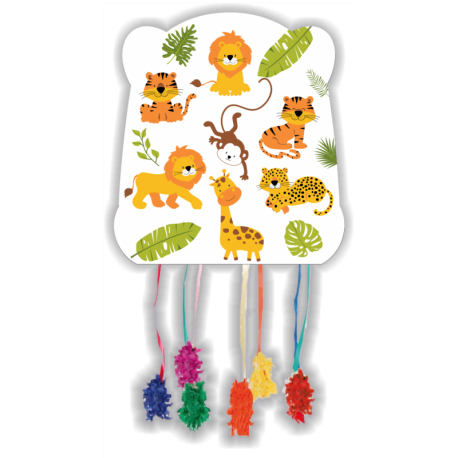 Piñata cumpleaños animales jungla 28 x 33 cm