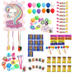 Piñata Unicornio Rainbow 53 x 40 x 10 cm con 96 chuches