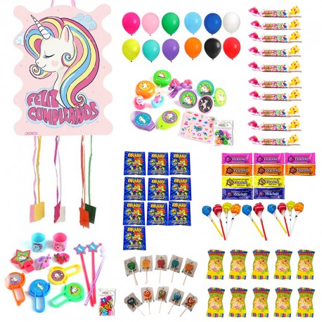 Piñata Unicornio Rainbow 53 x 40 x 10 cm con 96 chuches