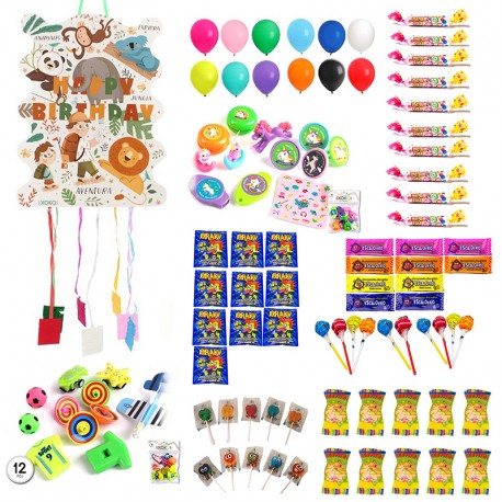 Piñata Selva Happy Birthday 53 x 40 cm con 96 chuches
