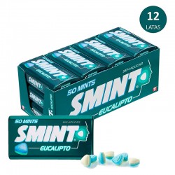 Caja 12 Latas SMINT Tin eucalipto caramelo comprimido 35 gr