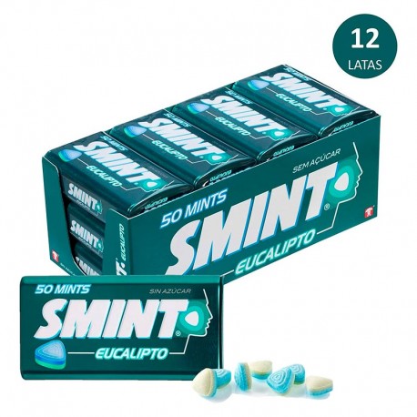 Caja 12 Latas SMINT Tin eucalipto caramelo comprimido 35 gr