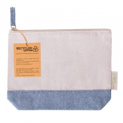 Neceser de algodón reciclado beig y azul 180 gr